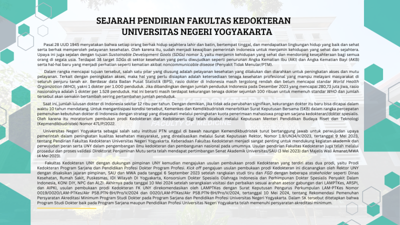Sejarah Pendirian Fakultas Kedokteran UNY